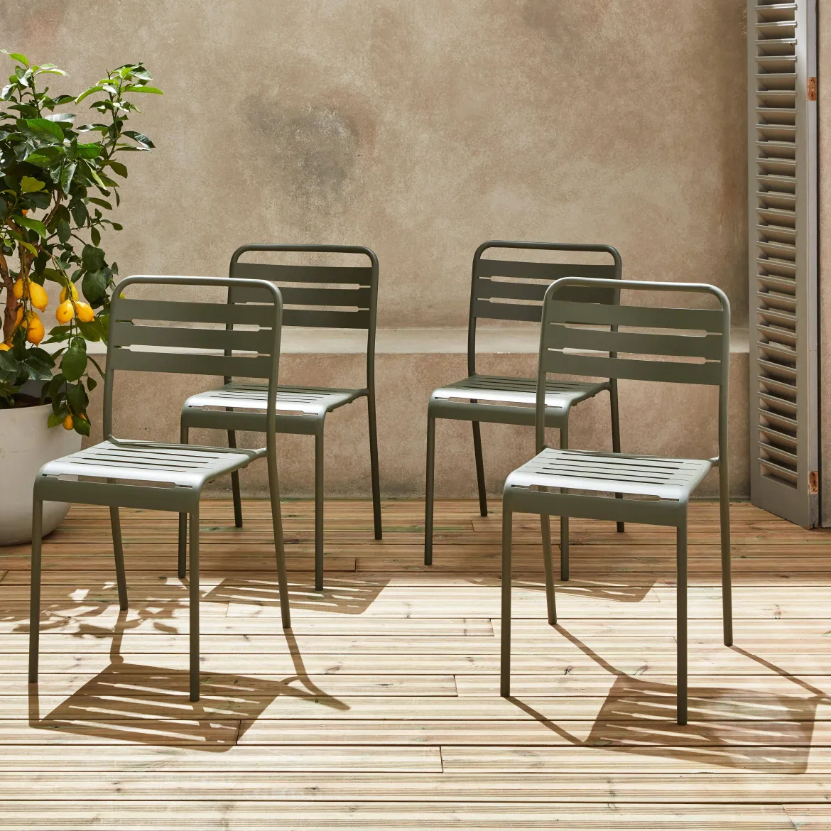Set 4 sedie da giardino bistrot in acciaio