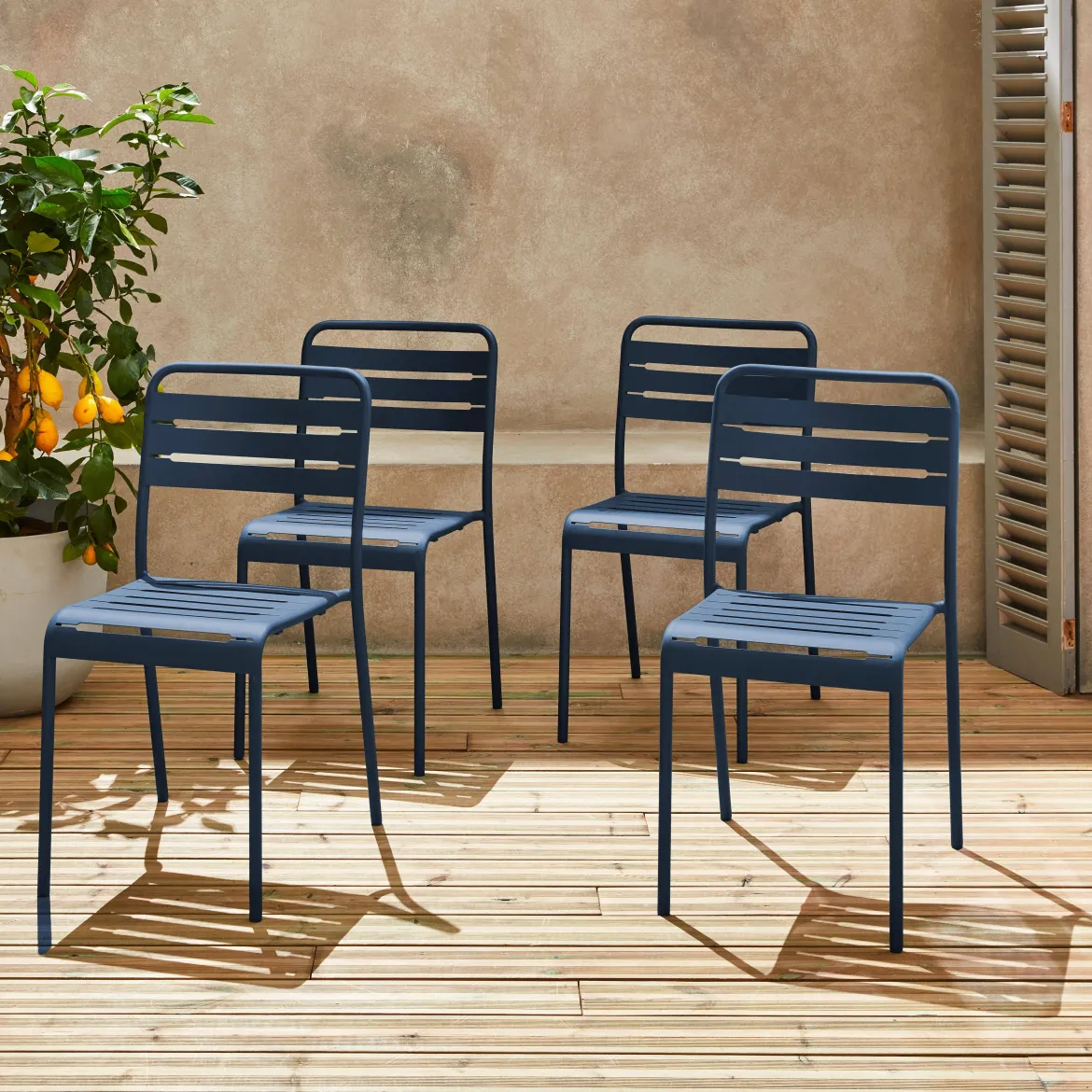 Set 4 sedie da giardino bistrot in acciaio