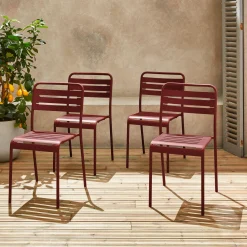 Set 4 sedie da giardino bistrot in acciaio