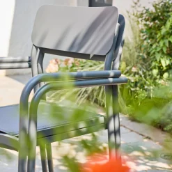 Set 4 sedie da giardino impilabili in alluminio e textilene
