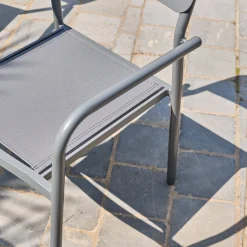 Set 4 sedie da giardino impilabili in alluminio e textilene