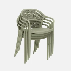 Set 4 sedie da giardino impilabili con effetto corda