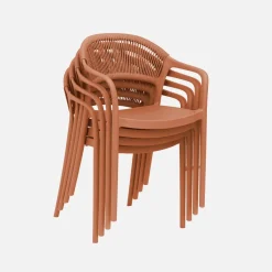 Set 4 sedie da giardino impilabili con effetto corda