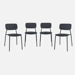 Set 4 sedie da giardino impilabili in acciaio e plastica
