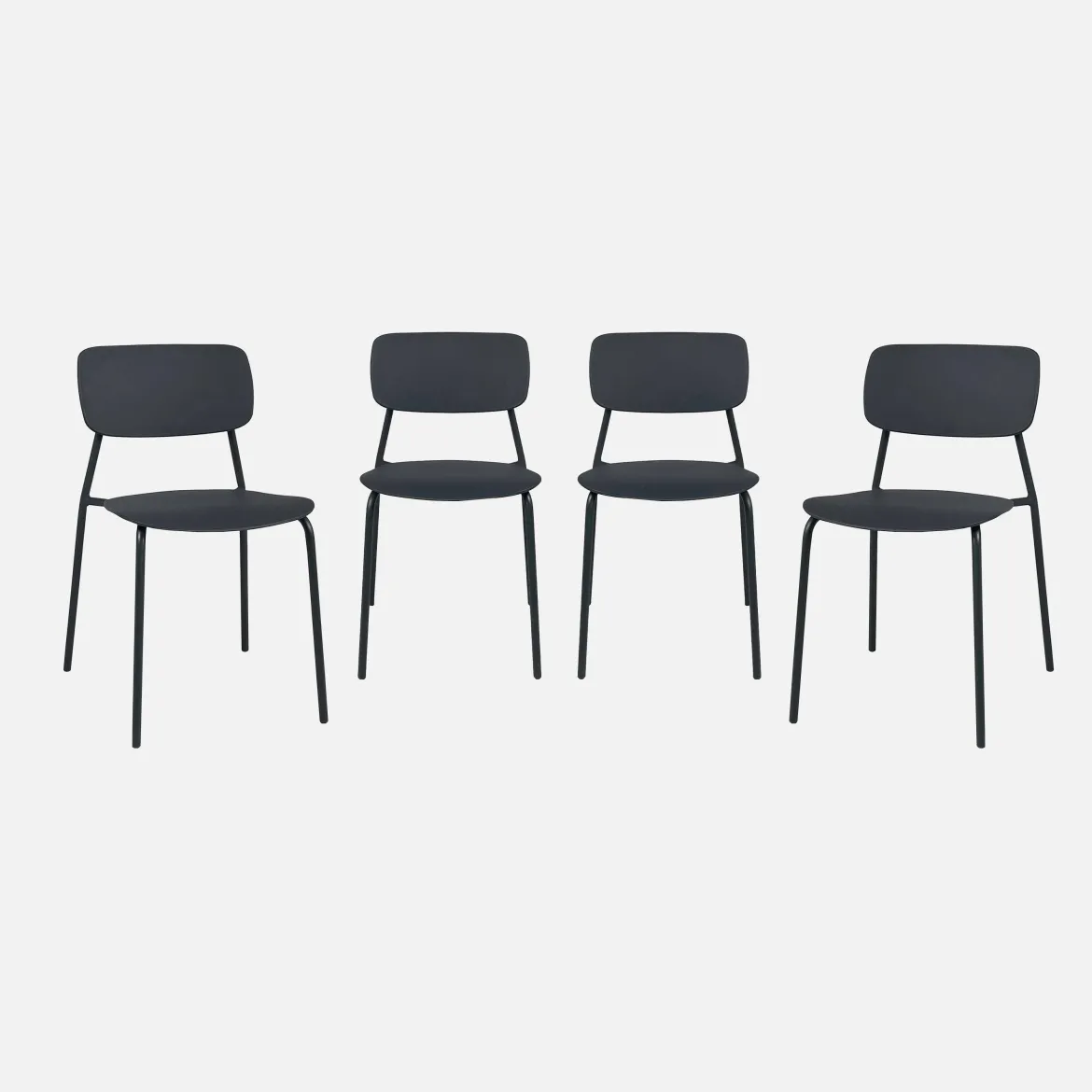 Set 4 sedie da giardino impilabili in acciaio e plastica