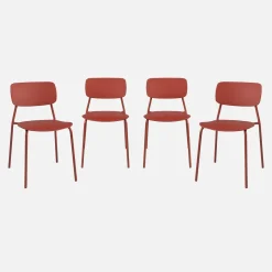 Set 4 sedie da giardino impilabili in acciaio e plastica