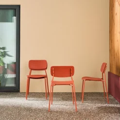 Set 4 sedie da giardino impilabili in acciaio e plastica