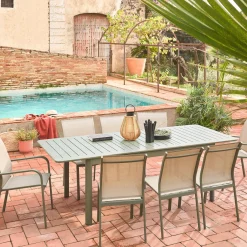 Set 4 sedie da giardino impilabili in alluminio e textilene
