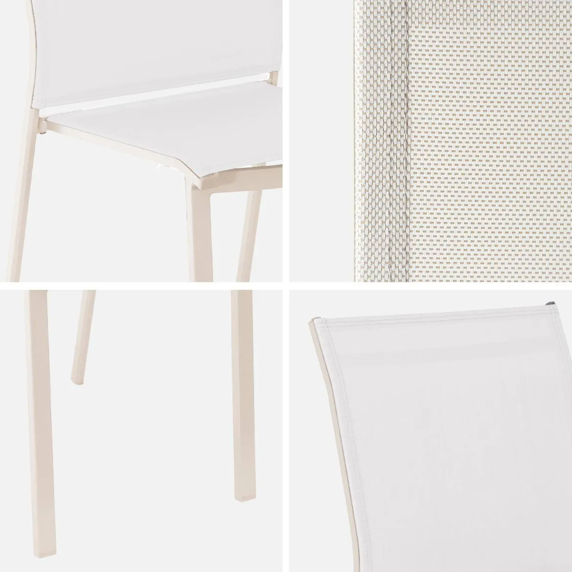 Set 4 sedie da giardino impilabili in alluminio e textilene