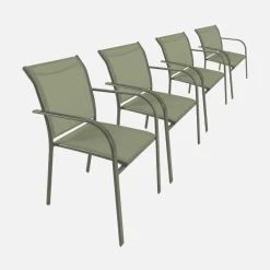 Set 4 sedie da giardino in alluminio e textilene