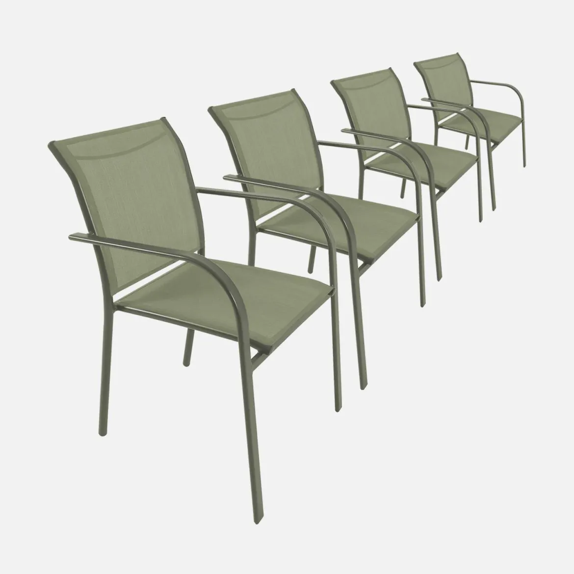 Set 4 sedie da giardino in alluminio e textilene