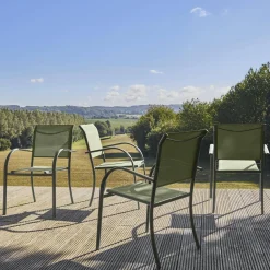 Set 4 sedie da giardino in alluminio e textilene