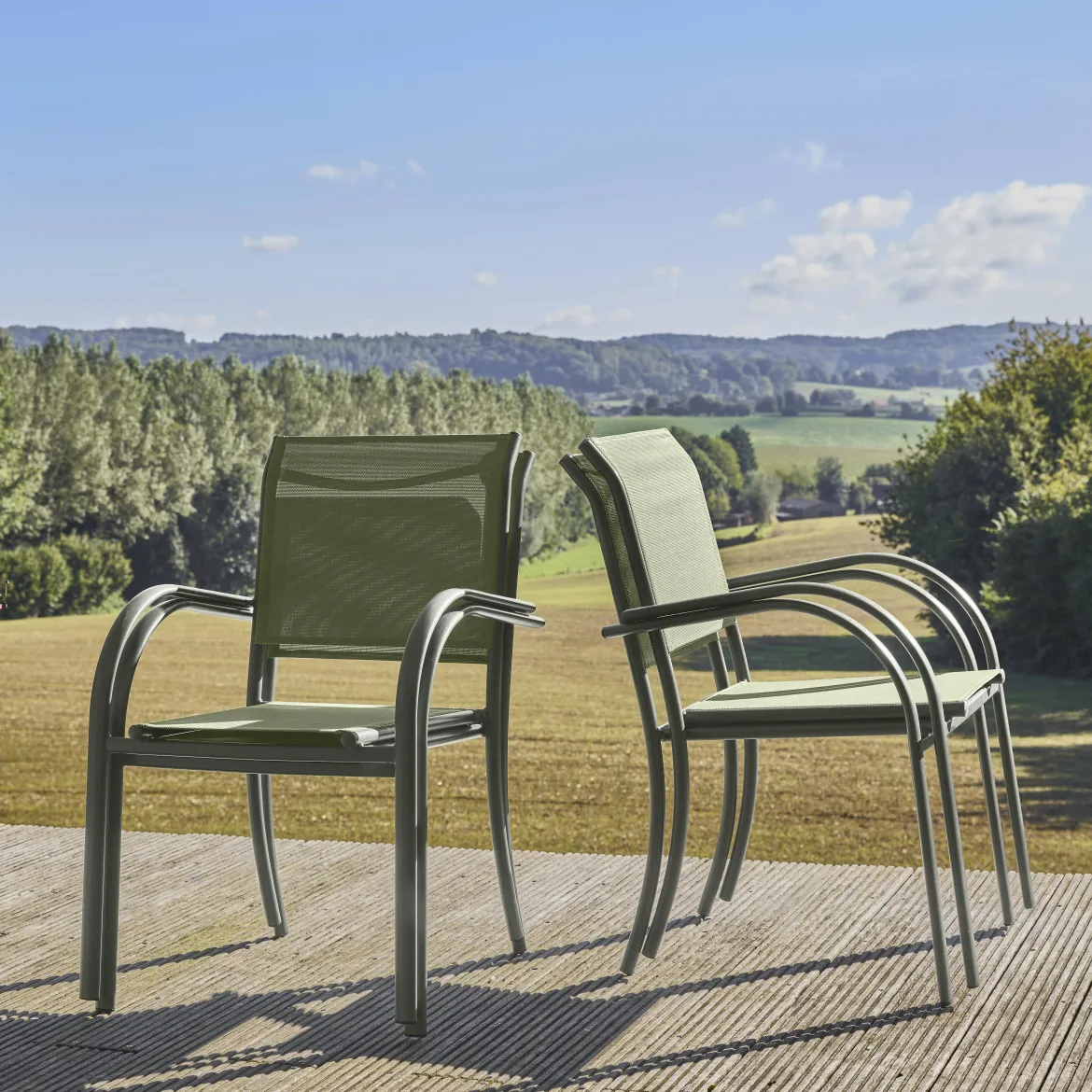 Set 4 sedie da giardino in alluminio e textilene
