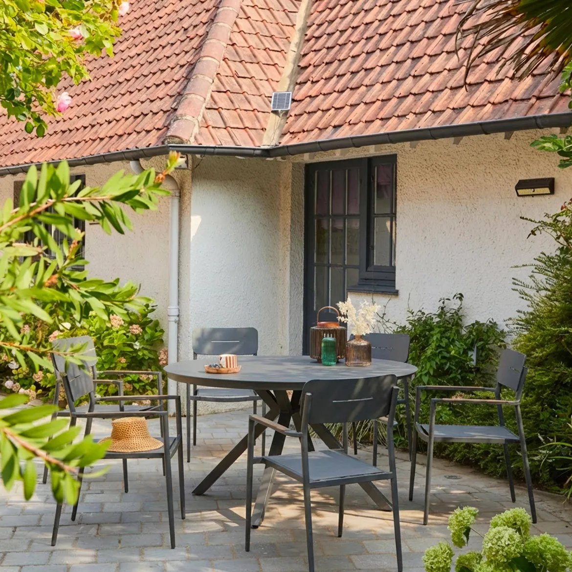 Set 4 sedie da giardino in alluminio e textilene