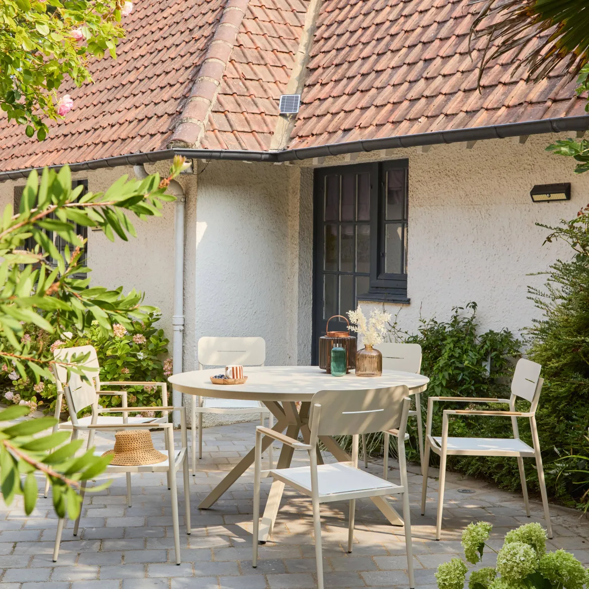 Set 4 sedie da giardino in alluminio e textilene