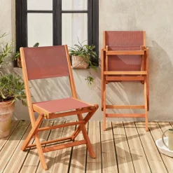 Set 2 sedie da giardino pieghevoli in legno
