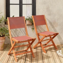 Set 2 sedie da giardino pieghevoli in legno
