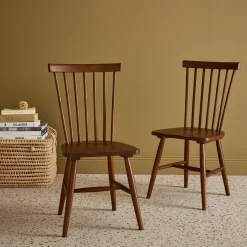 Set 2 sedie da pranzo in legno, impilabili stile vintage