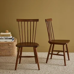 Set 2 sedie da pranzo in legno, impilabili stile vintage