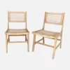Set 2 sedie in canna e legno
