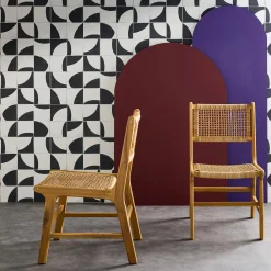 Set 2 sedie in canna e legno