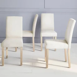 Set 4 sedie in tessuto con gambe in legno