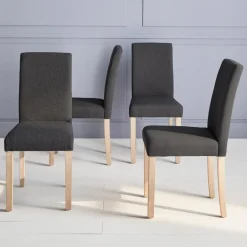 Set 4 sedie in tessuto con gambe in legno