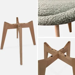 Set 4 sedie scandinave bouclé e gambe in legno