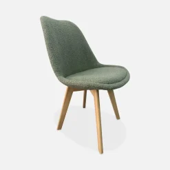 Set 4 sedie scandinave bouclé e gambe in legno