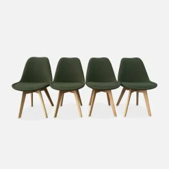 Set 4 sedie scandinave bouclé e gambe in legno