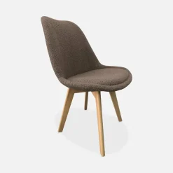 Set 4 sedie scandinave bouclé e gambe in legno