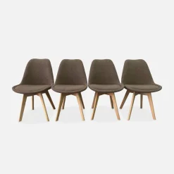 Set 4 sedie scandinave bouclé e gambe in legno