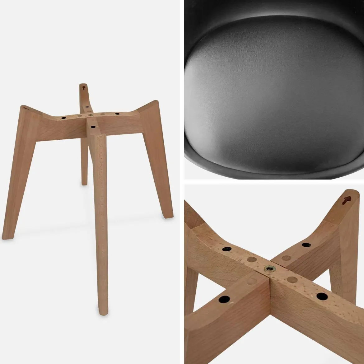 Set 4 sedie scandinave imbottite con gambe in legno