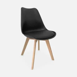 Set 4 sedie scandinave imbottite con gambe in legno