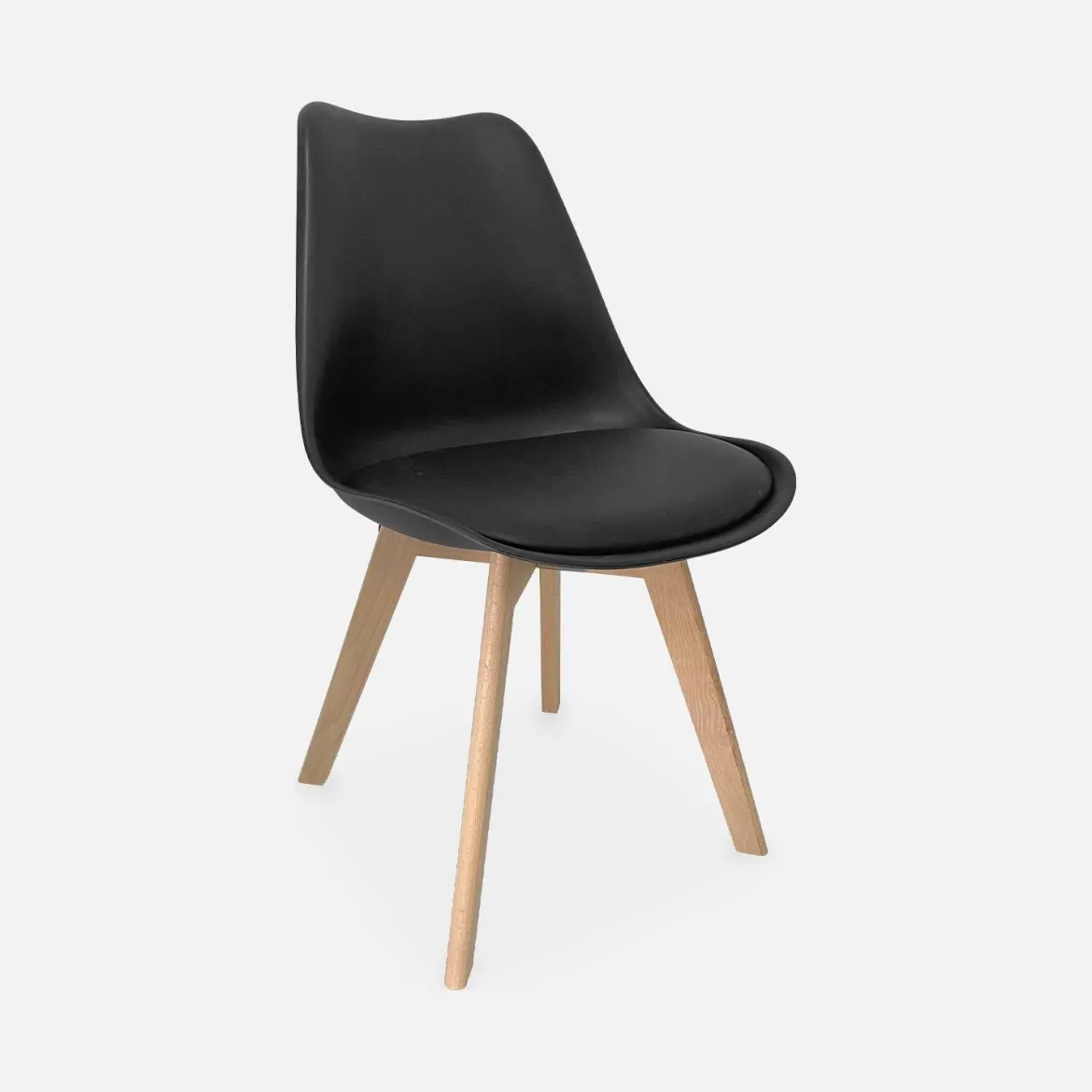 Set 4 sedie scandinave imbottite con gambe in legno