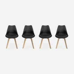 Set 4 sedie scandinave imbottite con gambe in legno