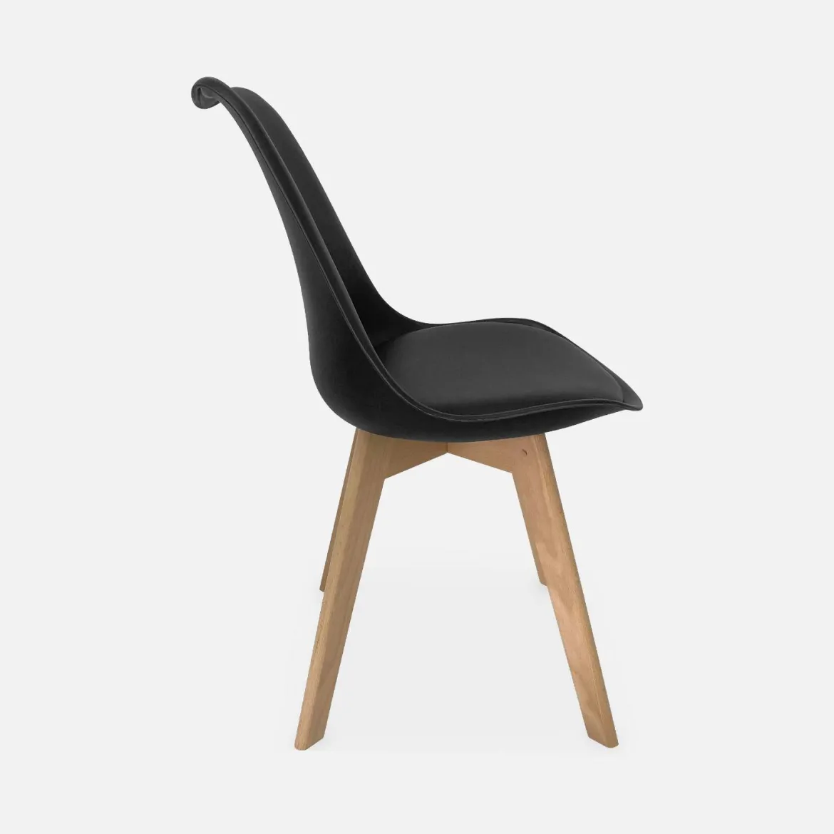 Set 4 sedie scandinave imbottite con gambe in legno
