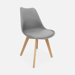 Set 4 sedie scandinave imbottite con gambe in legno