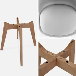 Set 4 sedie scandinave imbottite con gambe in legno