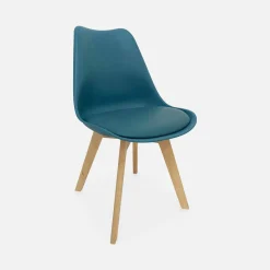 Set 4 sedie scandinave imbottite con gambe in legno
