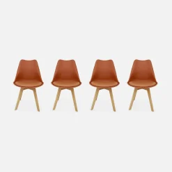 Set 4 sedie scandinave imbottite con gambe in legno