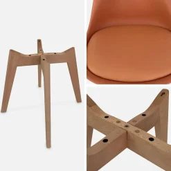 Set 4 sedie scandinave imbottite con gambe in legno