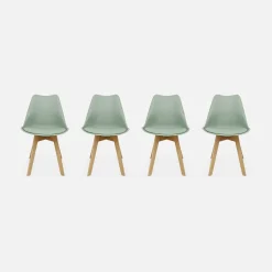 Set 4 sedie scandinave imbottite con gambe in legno