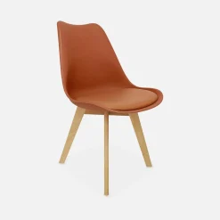 Set 6 sedie scandinave imbottite con gambe in legno
