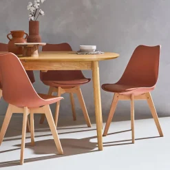 Set 6 sedie scandinave imbottite con gambe in legno