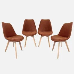 Set 4 sedie scandinave legno di faggio e bouclé strutturato