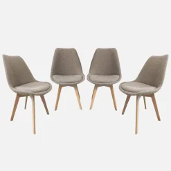 Set 4 sedie scandinave legno di faggio e bouclé strutturato
