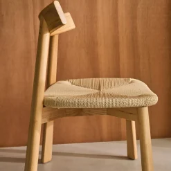 Set 2 sedie scandinave legno hevea seduta in corda