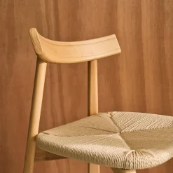 Set 2 sedie scandinave legno hevea seduta in corda