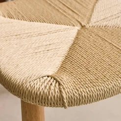Set 2 sedie scandinave legno hevea seduta in corda